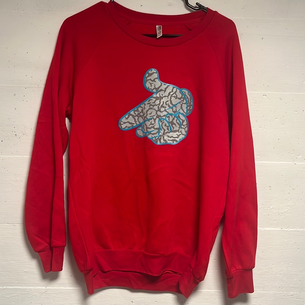 Crooks & Castles Red Sweatshirt with Blue and Gray Graphic